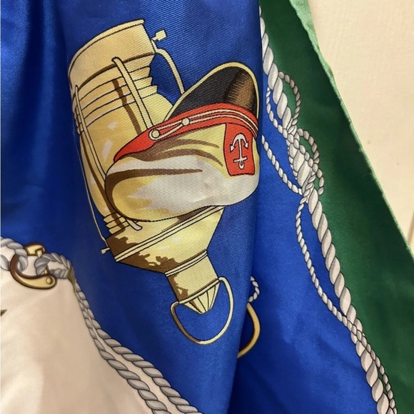 Rodier Paris Silk Scarf with Nautical Print in Blue and Green - Picture 9 of 15